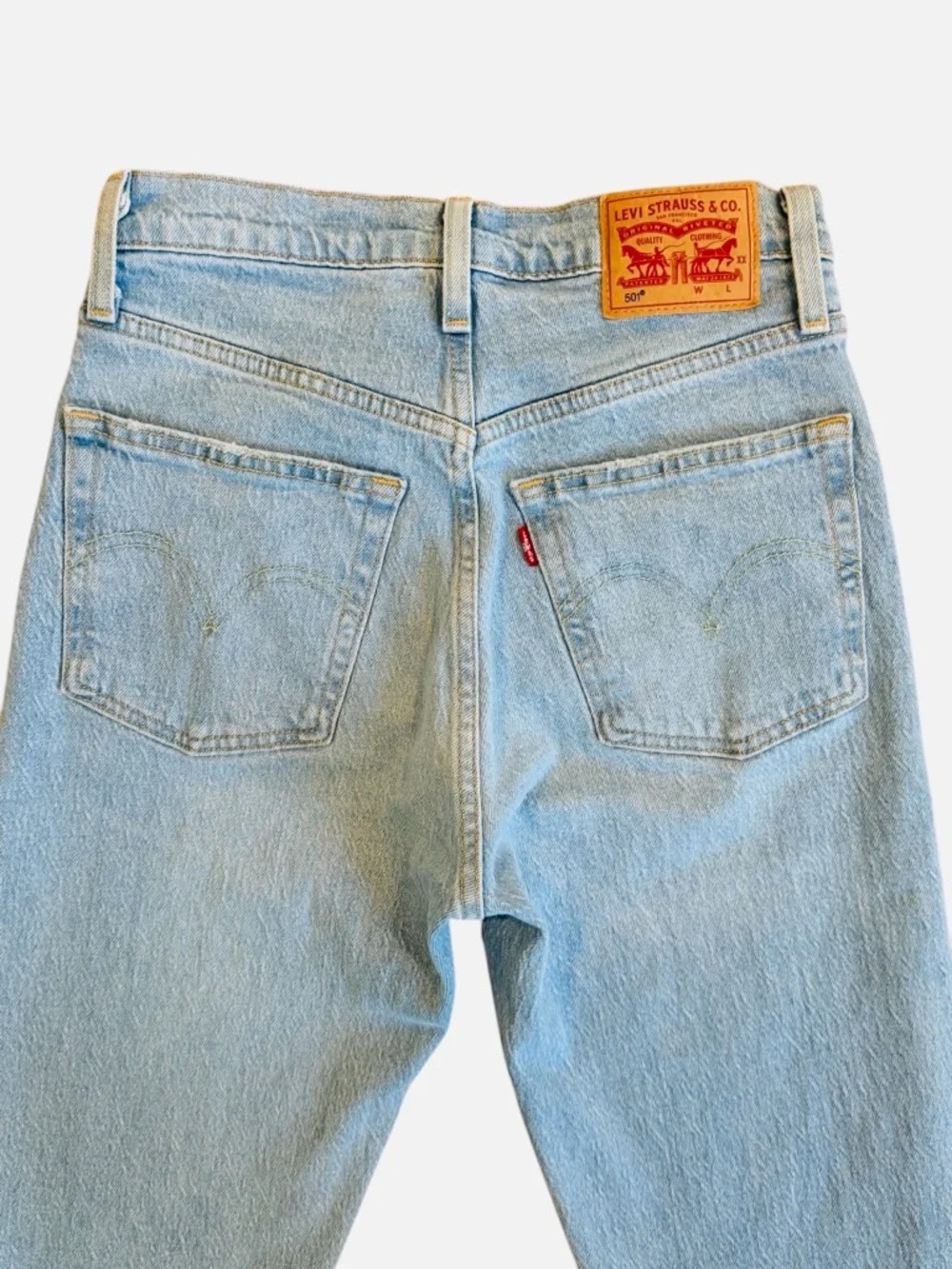 501 Levi's Light Blue High-Rise Straight Jeans Sz W25 - Picture 6 of 15